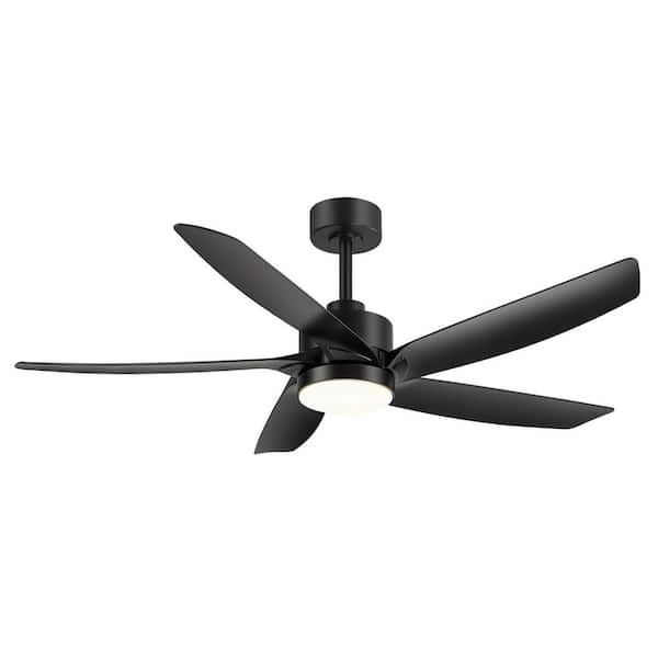 Percival 54 in. Indoor Matte Black Ceiling Fan with Propeller Blades, Color-Changing Integrated LED and Remote Included