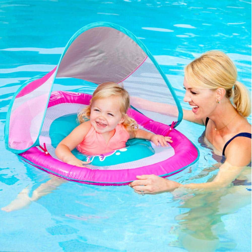 SwimWays Infant Baby Spring Float Pink Canopy 6051185 The Home Depot