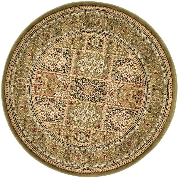 Lyndhurst Multi/Green 10 ft. x 10 ft. Border Antique Floral Round Area Rug
