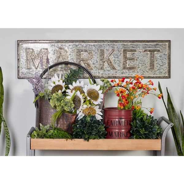 Litton Lane 36 in. x 9 in. Grey Metal Farmhouse Sign Wall Decor 9 in. x 36 in.