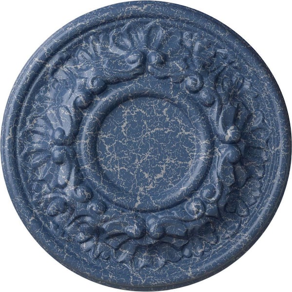 Ekena Millwork 7-1/2 in. x 1-1/8 in. Pessa Urethane Ceiling Medallion (Fits Canopies upto 2-1/2 in.), Americana Crackle