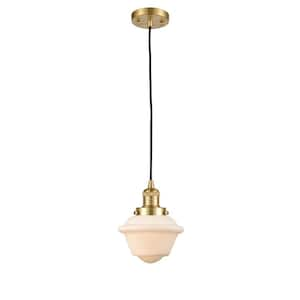 Oxford 60-Watt 1 Light Satin Gold Shaded Mini Pendant Light with Frosted Glass Shade