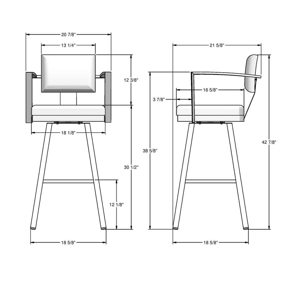 Akers 30" Beige Metal Swivel Bar Stool with Leather Seat