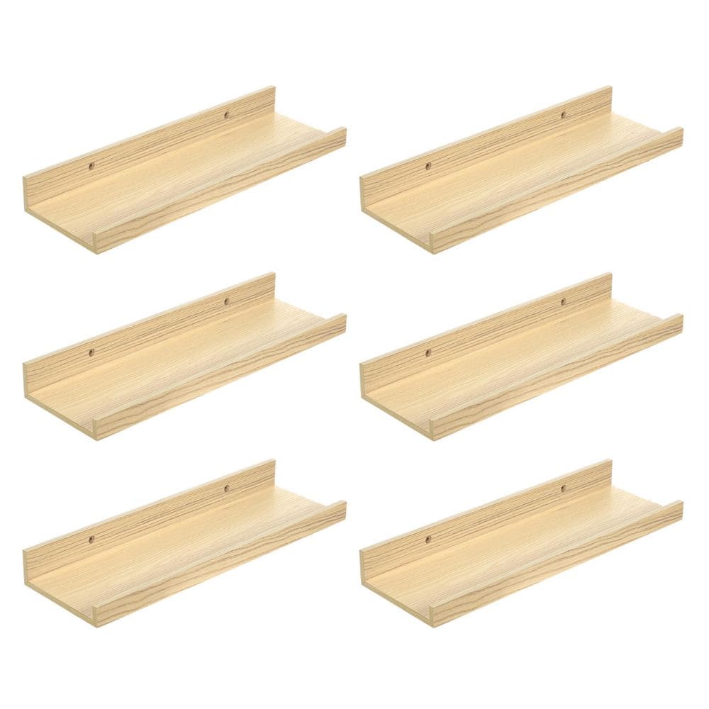 6-Pack 15.7 in. W x 1.7 in. H x 5.1 in. D Wall Mounted Wood Rectangular Floating Shelves in Natural for Bathroom price history on PriceWatchPro