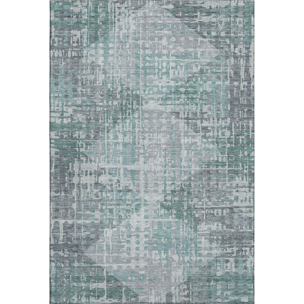 Mayfield Premium Machine Washable Abstract AMF2026 Teal 5 ft. x 7 ft. 6 in. Area Rug price history on PriceWatchPro