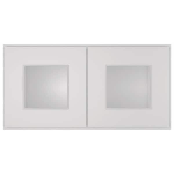 24-in W X 12-in D X 12-in H in Shaker Dove Plywood Ready to Assemble Wall Glass kitchen Cabinet