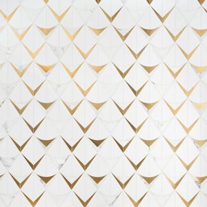 Larvotto White 8.3 in. x 11.65 in. Polished Marble and Metal Wall Tile (0.67 sq. ft./Sheet)