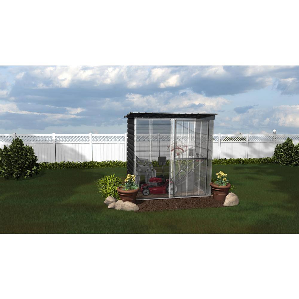 Charcoal and Cream Galvanized Steel 6 x 4 ft Outdoor Storage Shed