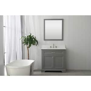 Milano 36 in. W x 22 in. D Bath Vanity in Gray with Quartz Vanity Top in White with White Basin