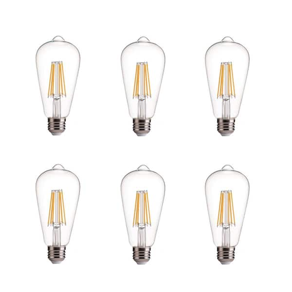 75-Watt Equivalent E26 ST21 Dimmable Edison LED Light Bulb Warm White (Set of 6)