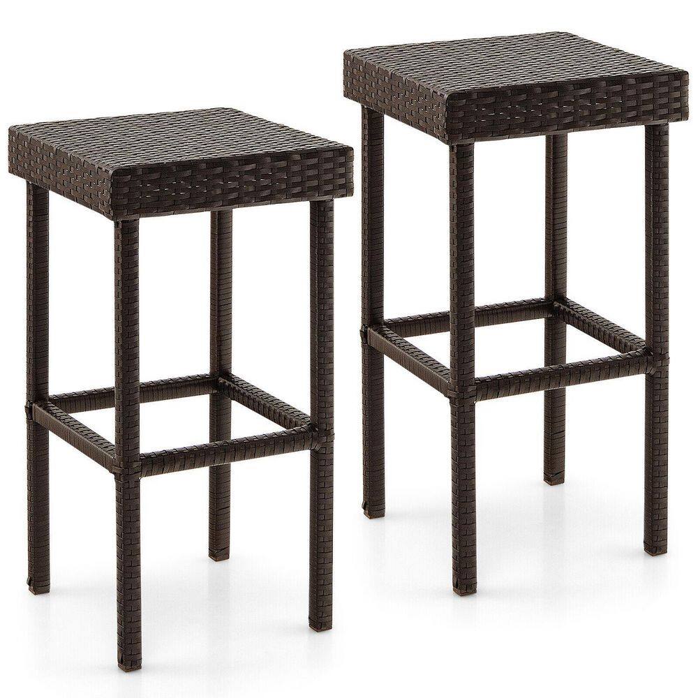 15 in. W x 29 in. H Mix Brown PE Wicker Patio Outdoor Bar Stool with Footrest (2-Pieces) price history on PriceWatchPro
