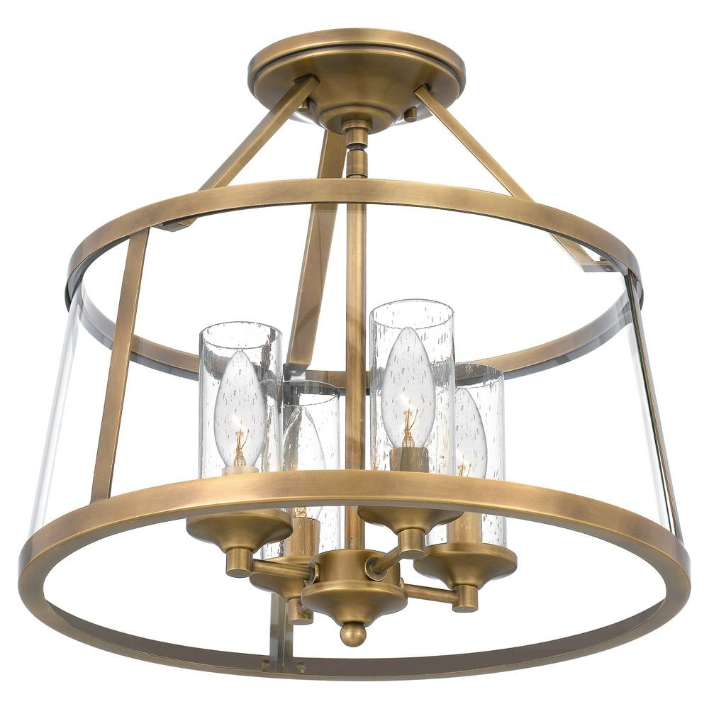 Barlow Transitional 4-Light Semi-Flush Drum Light in Polished Nickel