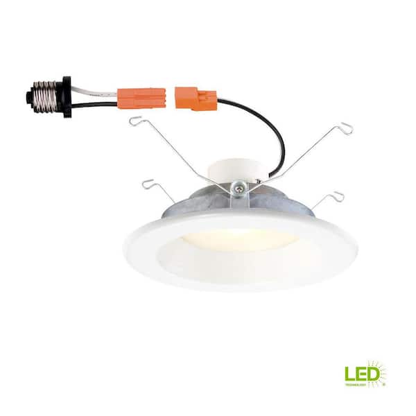 Commercial Electric 6 in. White Integrated LED Recessed Can Light Trim with Changeable Trim Ring
