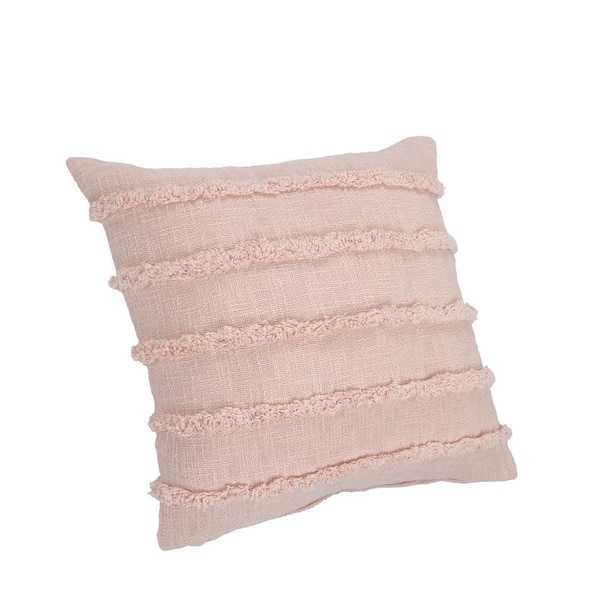 Sorra Home Blush Pink Tufted Circle Floor Pillow with Handle 24 in x 24 in  x 5 in