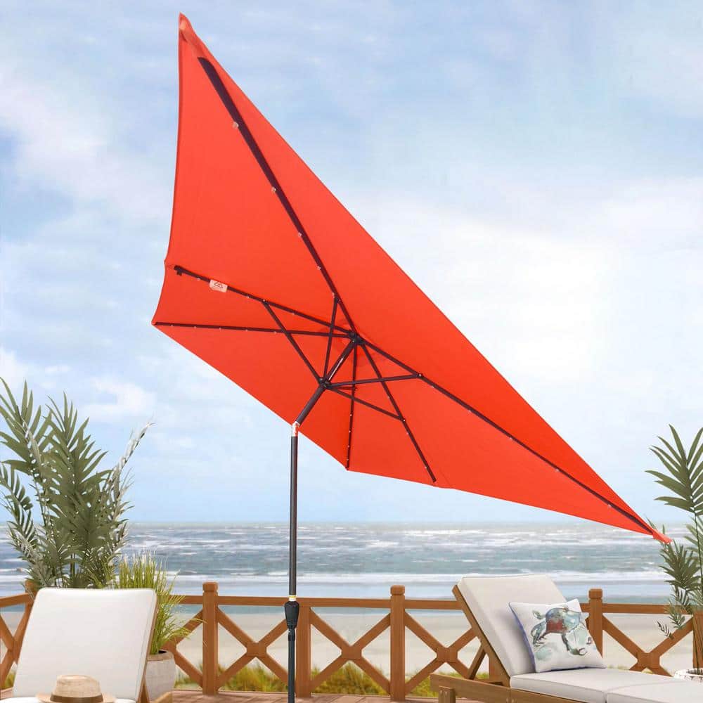 Tunearary 10 ft. x 6.5 ft. Outdoor Red Cantilever Patio Umbrellas with