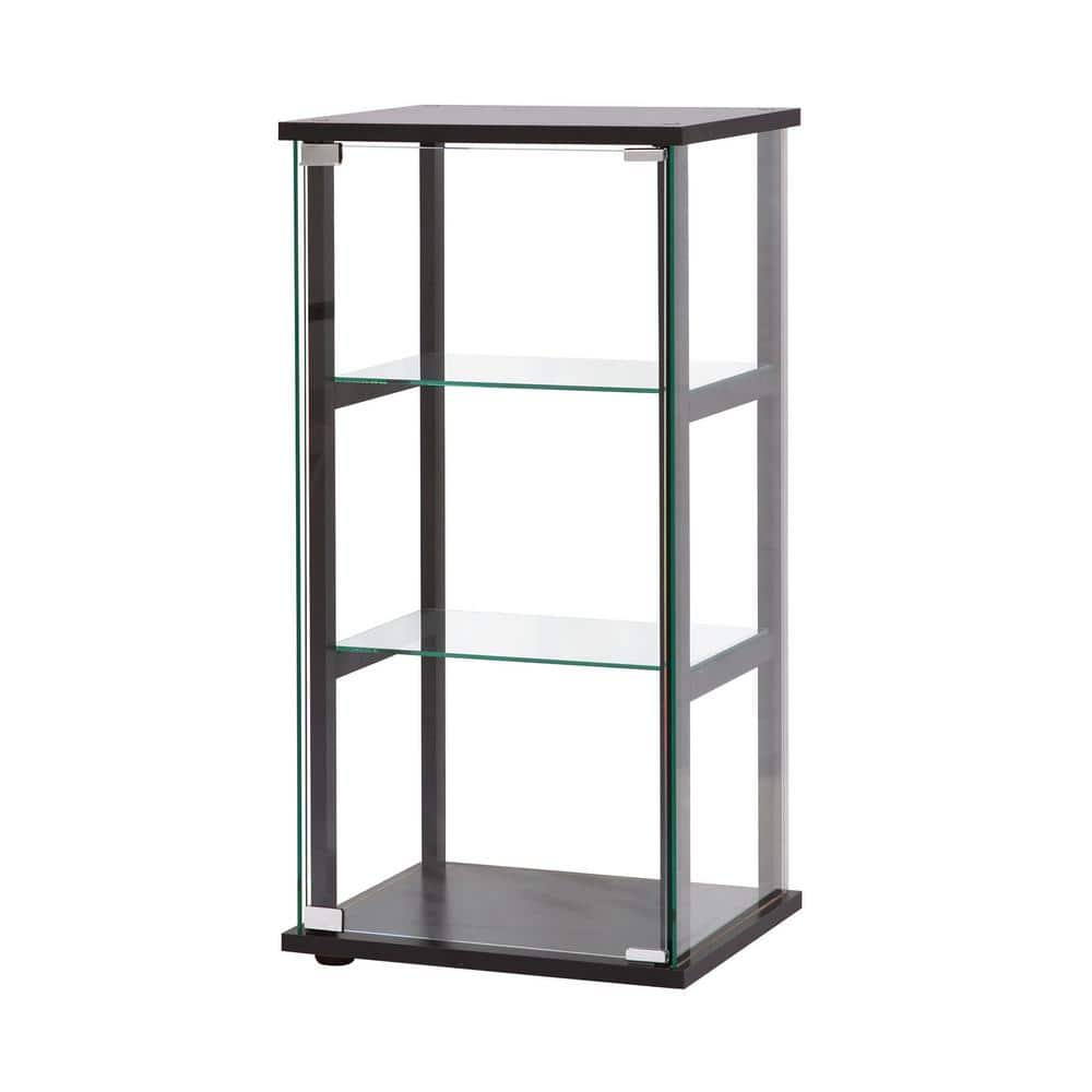 Pacific Landing 5-Shelf Glass Curio Cabinet in Black and Clear