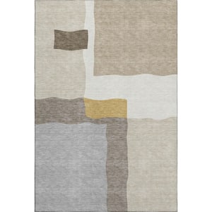 Mayfield Premium Machine Washable Abstract AMF2400 Beige 8 ft. x 10 ft. Area Rug