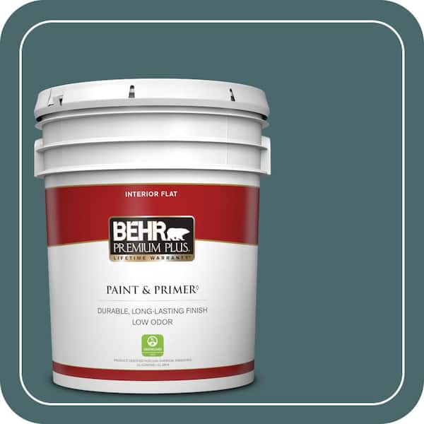 BEHR PREMIUM PLUS 5 gal. #500F-7 Mythic Forest Flat Low Odor Interior Paint & Primer