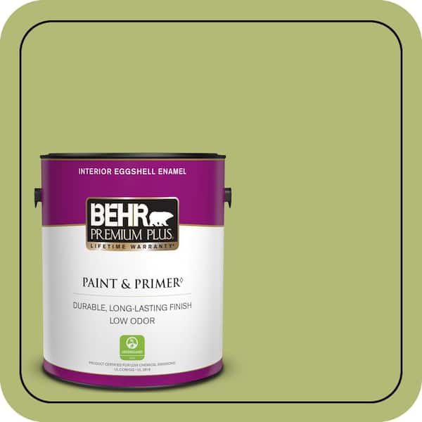 BEHR PREMIUM PLUS 1 gal. #410D-4 Asparagus Eggshell Enamel Low Odor Interior Paint & Primer