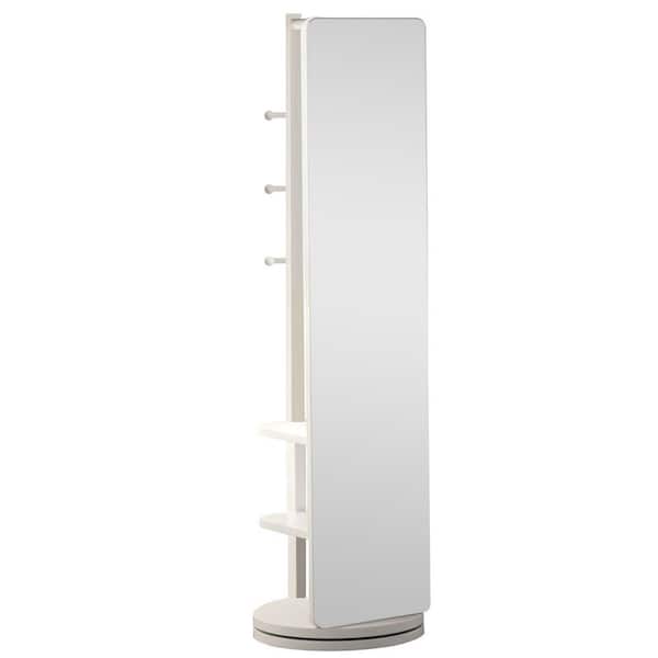 Unbranded White 17.7 in. W x 65.7 in. H Rectangular Wood Full Length Mirror