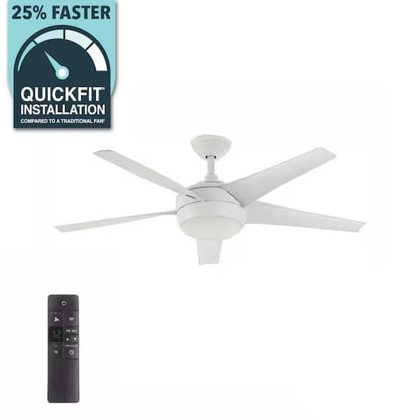 Windward IV 52 in. Indoor LED Matte White Ceiling Fan with Dimmable Light Kit, Remote Control and Reversible Motor