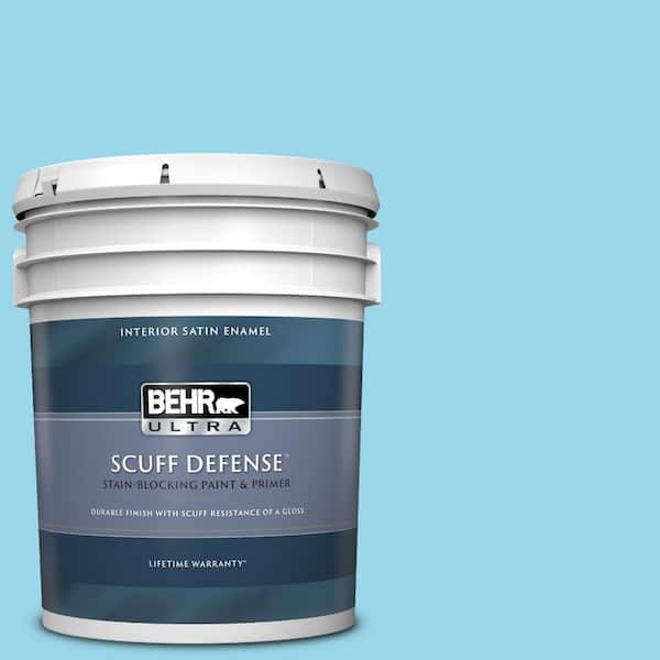 BEHR ULTRA 5 gal. #P490-2 Blue Sarong Extra Durable Satin Enamel Interior Paint & Primer