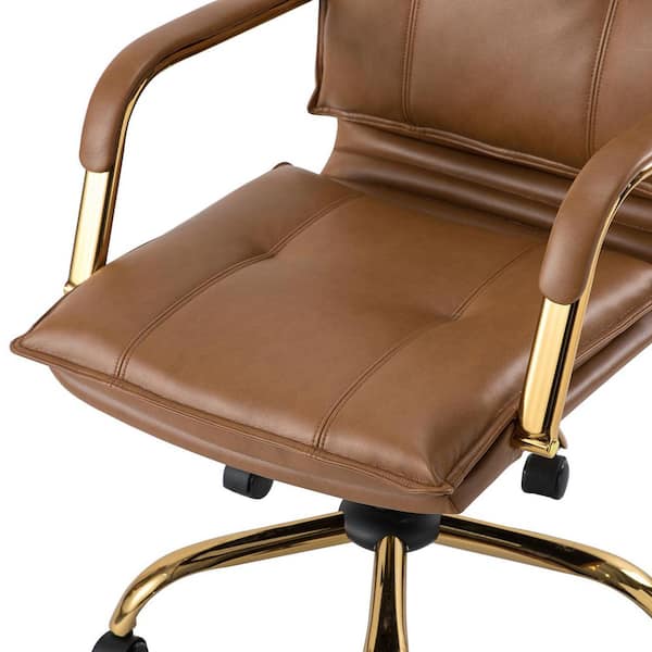 JAYDEN CREATION Lundgren Camel Faux Leather Task Chair with Padded