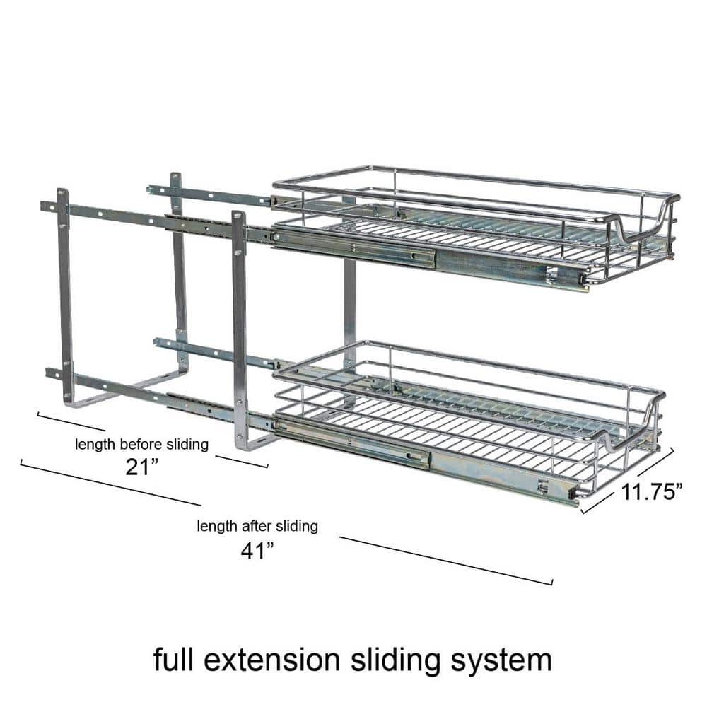 Chrome-Plated Steel 2-Tier Pull-Out Cabinet Organizer