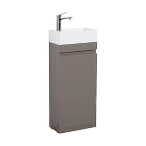 16 in. W x 8.5 in. D x 32.30 in. H Single-Sink Freestanding Bath Vanity in Gray with White Solid Surface Top