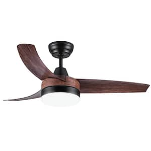42 in. Integrated LED Indoor Brown Ceiling Fan Lighting with Remote