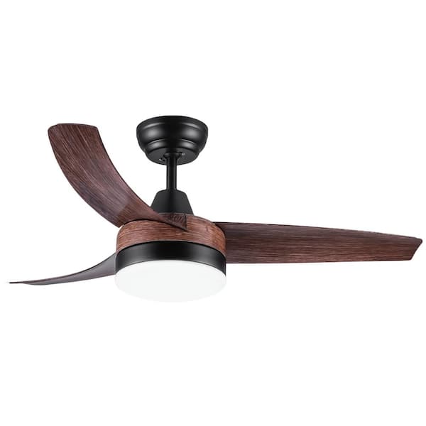 PUDO 42 in. Integrated LED Indoor Brown Ceiling Fan Lighting with ...