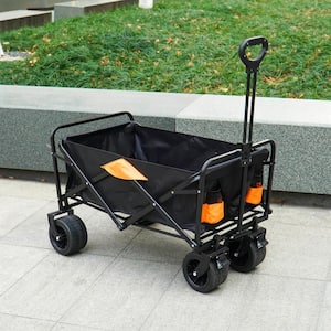 5.3 cu. ft. Steel Extra Large Capacity Black Garden Cart with All-Terrain Wheels, 330 lbs. Weight Capacity, Foldable