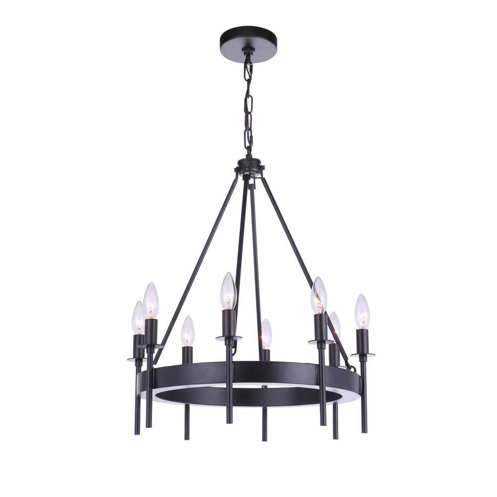 Mini Larrson Flat Black Crystal 8-Light Candle Chandelier