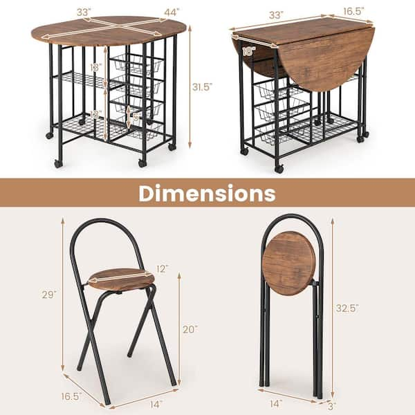 Costway table de salle à manger pliable, table de cuisine, 3