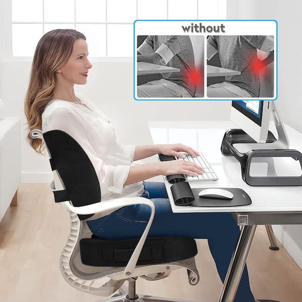 Angel Sar Black Large Seat Cushion for Office Chair, Car Seat