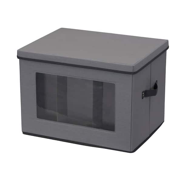 HOUSEHOLD ESSENTIALS Tall Wine Chest in Gray