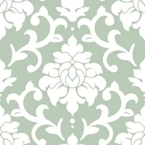 28.18 sq. ft. Damask Green Peel and Stick Wallpaper