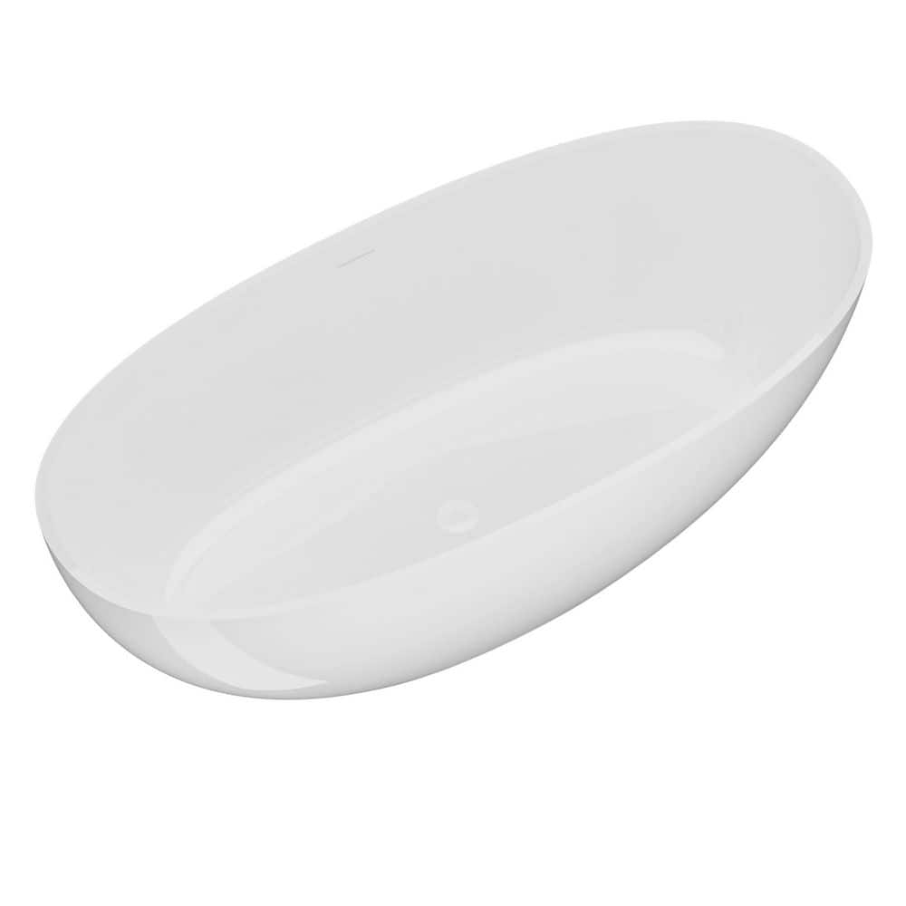 65 in. x 29.5 in. Freestanding Soaking Bathtub with Center Drain in Glossy White, Handcrafted Solid Surface Stone Resin price history on PriceWatchPro