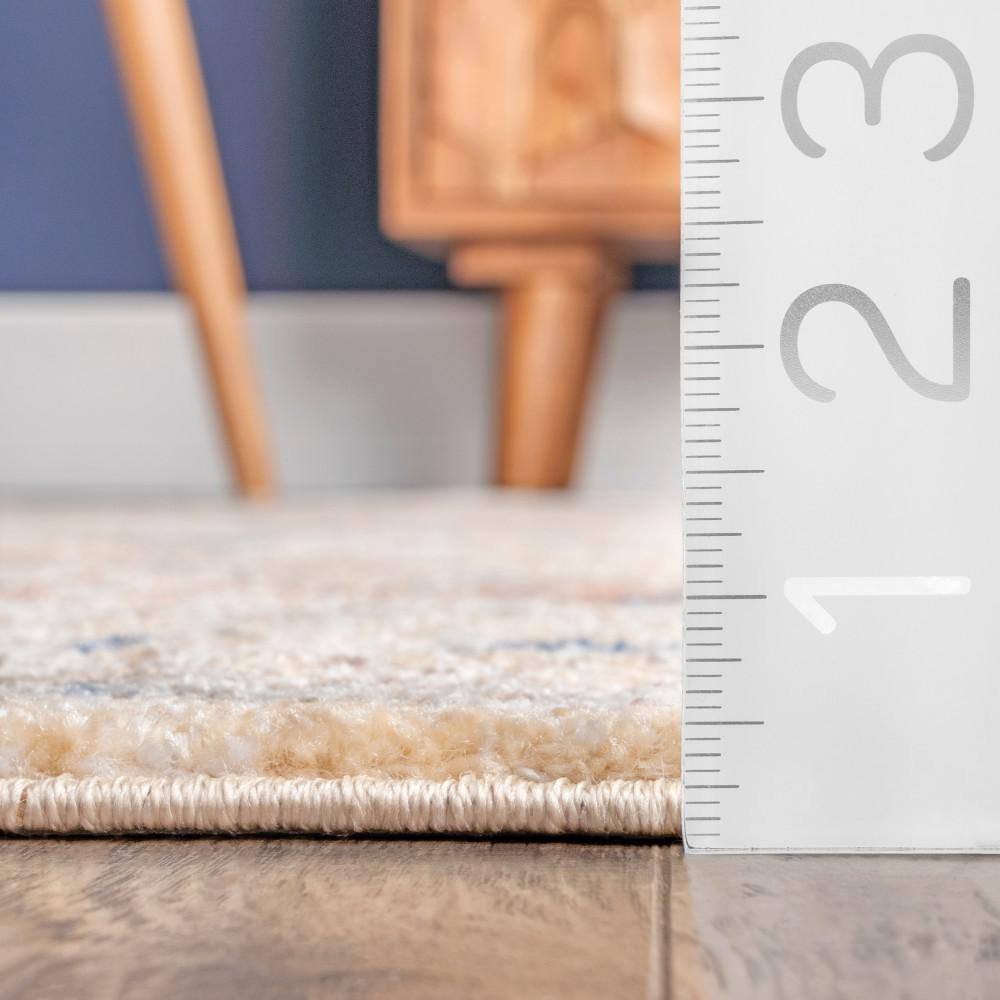 Gold and Beige Rectangular 4' x 6' Synthetic Area Rug