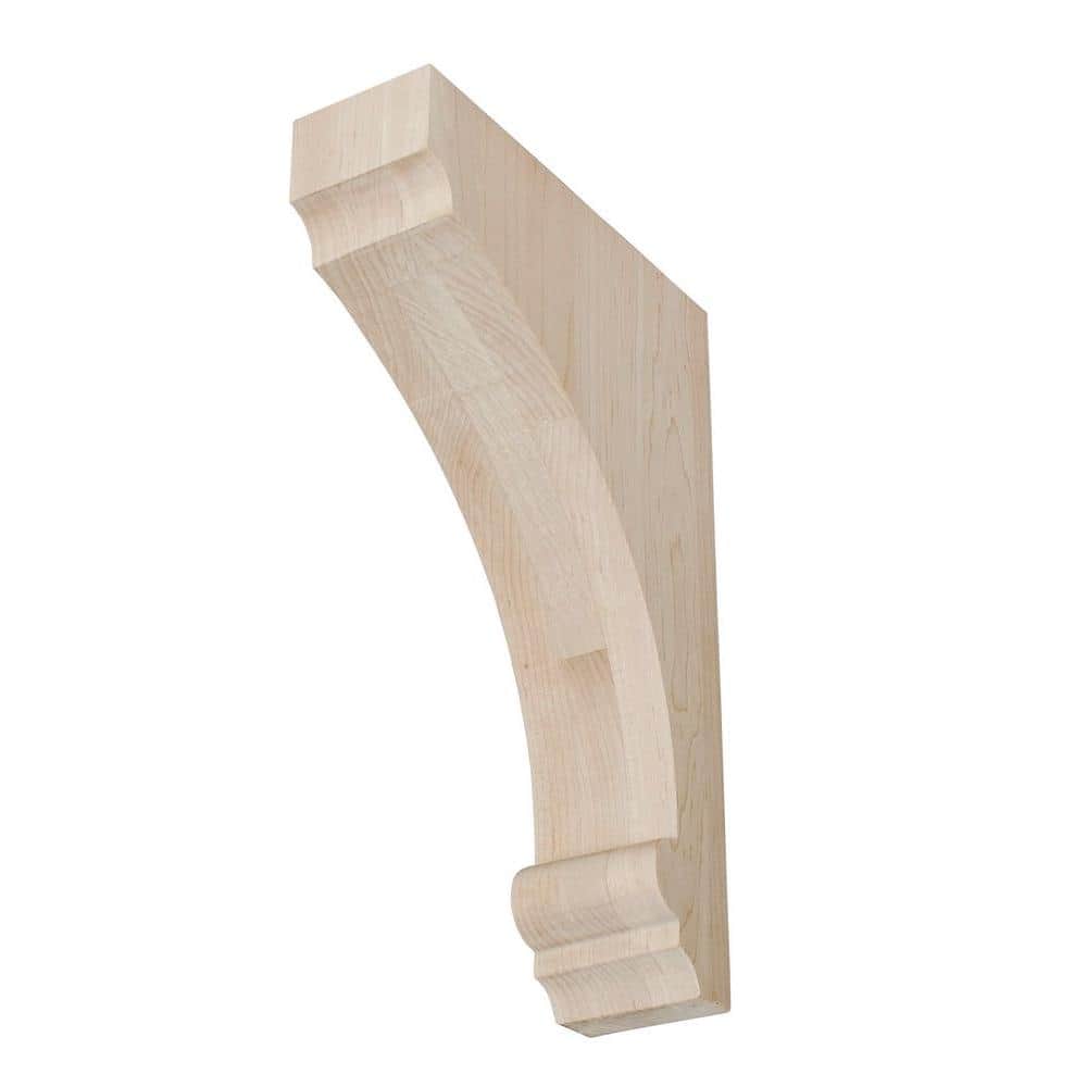12" Unfinished Hard Maple Traditional Wood Corbel