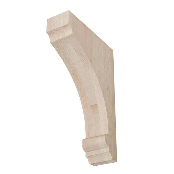 American Pro Decor 12 in. x 2-1/2 in. x 8 in. Unfinished Medium North American Solid Hard Maple Traditional Plain Wood Backet Corbel