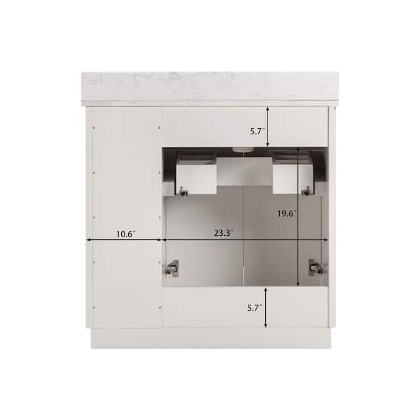 Anabelle 36 in. Single Sink Soft Grey Bath Vanity with Engineered Marble Carrara Marble Top (Assembled)