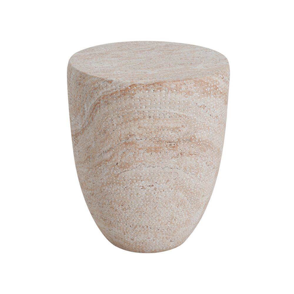 Outdoor/Indoor Lightweight Concrete Side Table, Travertine Finish