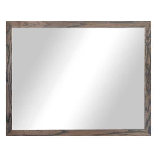 2 in Carbon Grey Frame (30 in. W x 43 in. H) Oak Hardwood Rectangle Wall Mirror