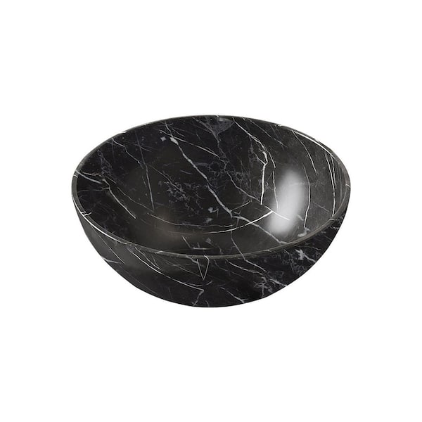 14.17 in. Bowl Ceramic Vessel Bathroom Sink in Black with St1 Pattern