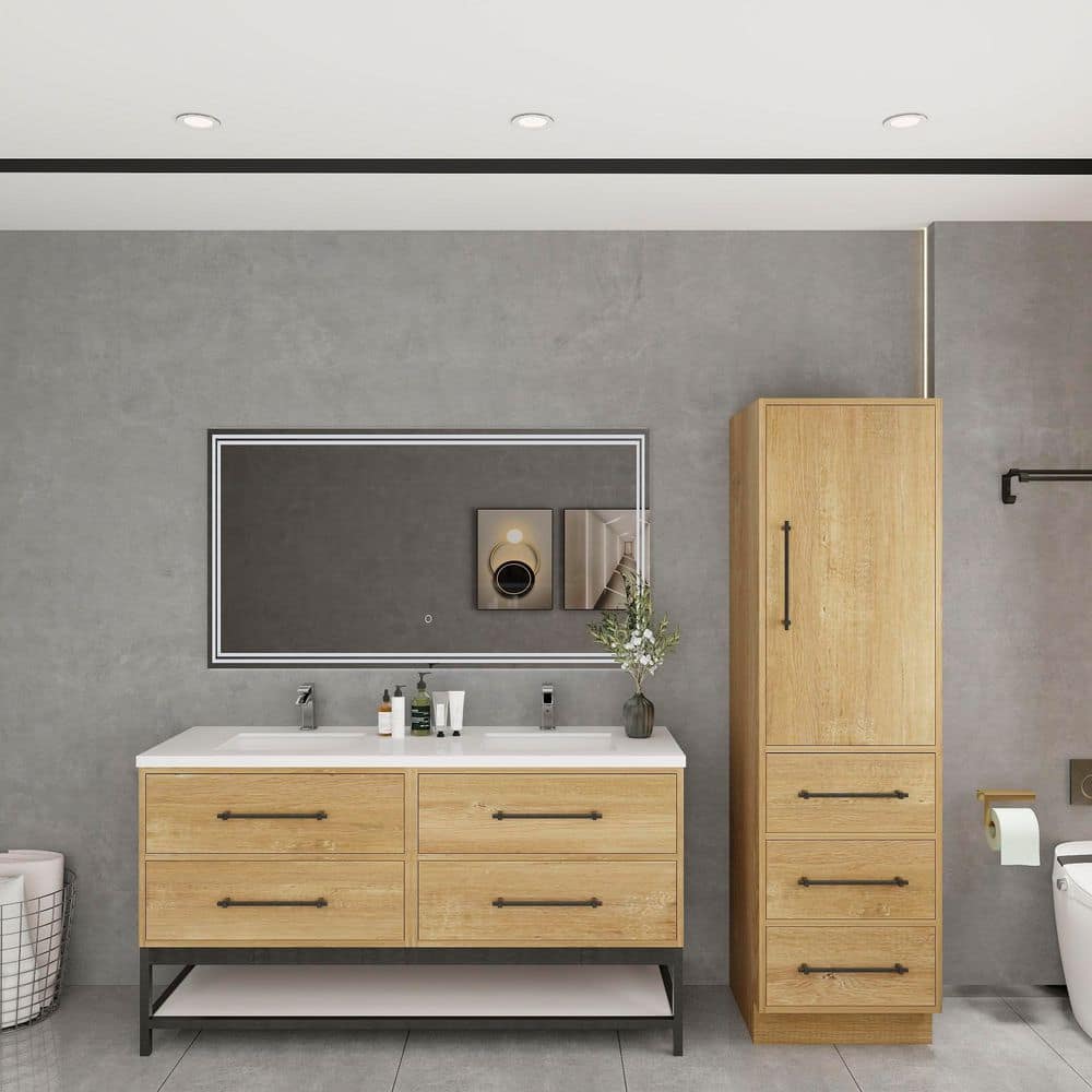Victoria 59 in. W x 20 in. D x 35 in. H Freestanding Frame Oak Double Bath Vanity with White Acrylic Top price history on PriceWatchPro