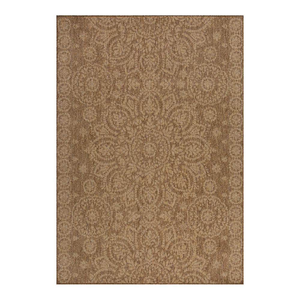 Brown/Beige Medallion 5 ft. x 7 ft. Indoor/Outdoor Area Rug price history on PriceWatchPro