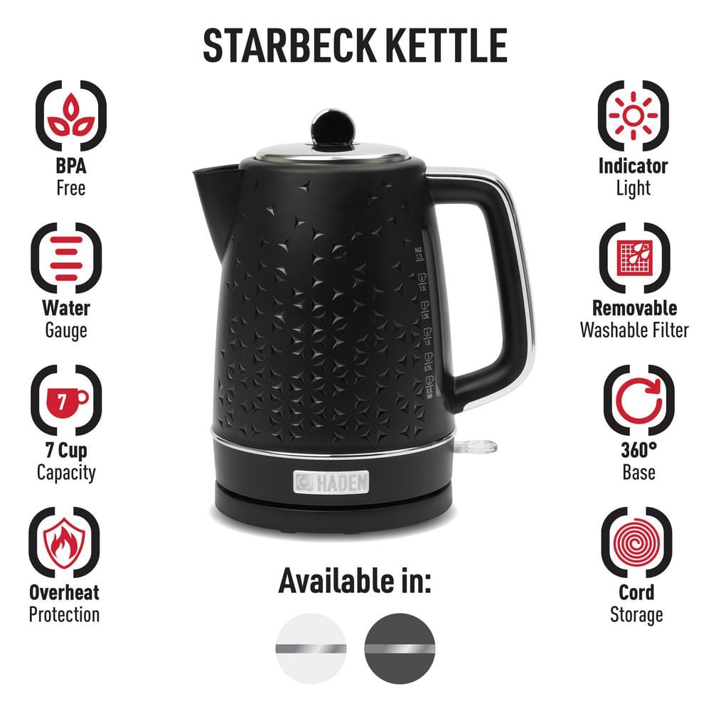 Starbeck Black and Chrome 1.7L Stainless Steel Electric Kettle