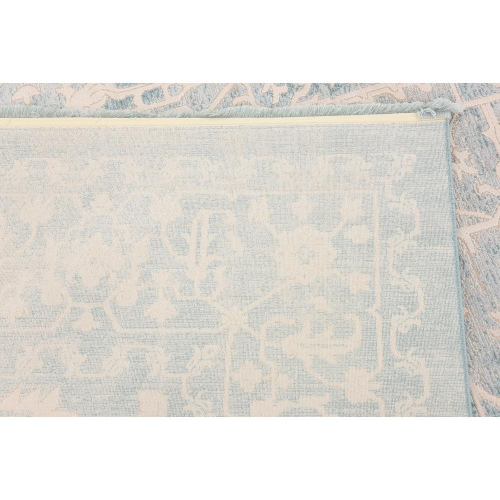 Light Blue and Ivory Abstract Rectangular Area Rug