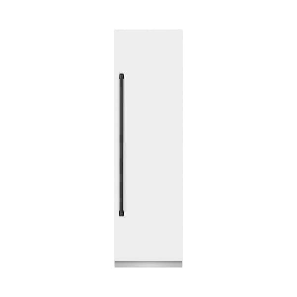24 in. 12.5 cu. ft. Freezerless Column Refrigerator in Matte White with Gray Interior and Matte Black Accents